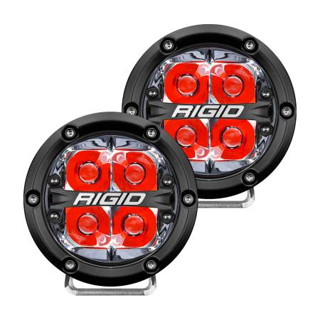 Rigid Industries - RIGID 360-Series 4 Inch Off-Road LED Light, Spot Beam, Red Backlight, Pair