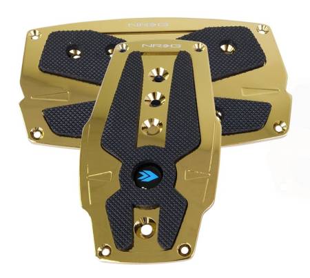 NRG Innovations - NRG Innovations Aluminum Sport Pedal A/T - Chrome Gold w/Black Rubber Inserts