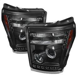 Spyder Auto - Spyder Ford Super Duty 11-15 Projector Headlights LEDHalo DRL Blk High H1 Low 9006 PRO-YD-FS11-HL-BK