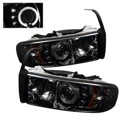 Spyder Auto - Spyder Dodge Ram 1500 94-01 94-02 Projector Headlights LED Halo LED Smke PRO-YD-DR94-HL-AM-SMC