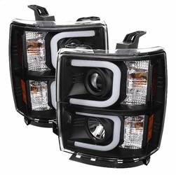 Spyder Auto - Spyder Chevy Silverado 1500 14-16 Projector Headlights Light Bar DRL Blk PRO-YD-CS14-LBDRL-BK