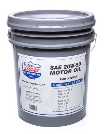 Lucas Oil - Lucas Motor Oil - High Performance Plus - 20W50 - Conventional - 5 gal - Each