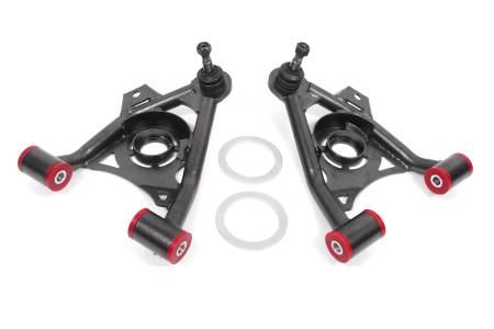 BMR Suspension - BMR 79-93 Mustang Fox Lower Control A-Arm Front w/ Spring Pocket/Tall Ball Joint - Black Hammertone