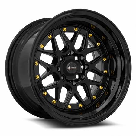 Vors Wheels - Vors Wheels Rim VR7 15x9 4x108 ET0 73.1CB All Black Gold Rivet