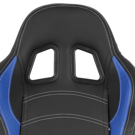 Spec'D Tuning Products - Spec-D Fully Reclinable Black & Blue PVC Leather Bucket Racing Seat w/ Sliders - Driver Side Only