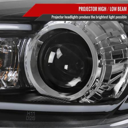 Spec'D Tuning Products - Spec-D 2010-2013 Mazda 3 Projector Headlights w/ LED Light Strip (Matte Black Housing/Clear Lens)