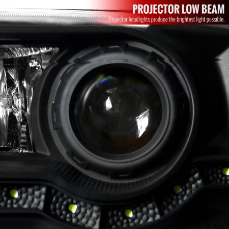 Spec'D Tuning Products - Spec-D 1999-2004 Ford F-250/F-350/F-450/F-550/Excursion Projector Headlights w/ SMD LED Light Strip (Matte Black Housing/Clear Lens)