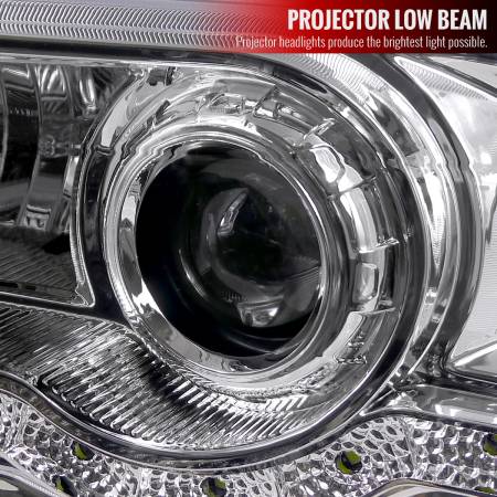 Spec'D Tuning Products - Spec-D 1999-2004 Ford F-250/F-350/F-450/F-550/Excursion Projector Headlights w/ SMD LED Light Strip (Chrome Housing/Clear Lens)