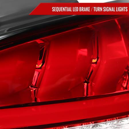 Spec'D Tuning Products - Spec-D 2010-2016 Hyundai Genesis Coupe White Bar Sequential LED Tail Lights (Chrome Housing/Red Lens)
