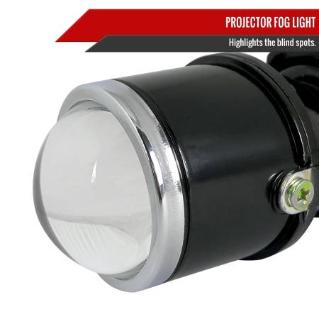 Spec'D Tuning Products - Spec-D Universal 12V/55W H3 Projector Fog Lights Kit w/ Mounting Brackets (Black Metal Housing/Glass Lens)