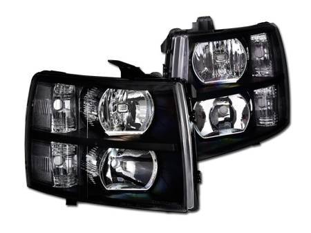 I3 Enterprise - I3 2007-2013 Cherolet Silverado 1500 / 2008-2014 Chevrolet Silverado 2500/3500 Crystal Headlight W/O Amber W/O Bulbs - Black
