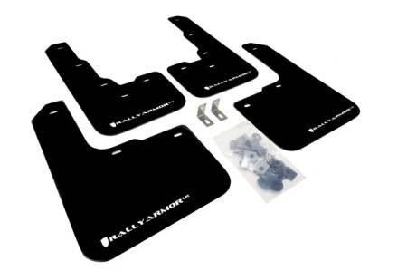 Rally Armor - Rally Armor 2013-2016 Dodge Dart UR Black Mud Flap w/ White Logo