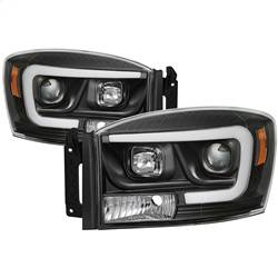 Spyder Auto - Spyder Dodge Ram 1500 06-08 V2 Projector Headlights - Light Bar DRL - Black (PRO-YD-DR06V2-LB-BK)