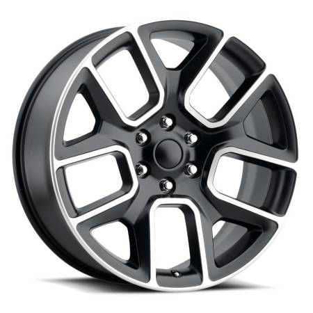 Factory Reproductions Wheels - FR 76 - Ram Truck 1500 Replica Wheel 22x9 6x5.5 ET15 77.8CB Satin Black Machine Face
