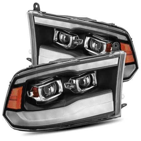AlphaRex - AlphaRex 09-18 Dodge Ram 1500HD LUXX LED Proj Headlights Plnk Style Blk w/Activ Light/Seq Signal/DRL