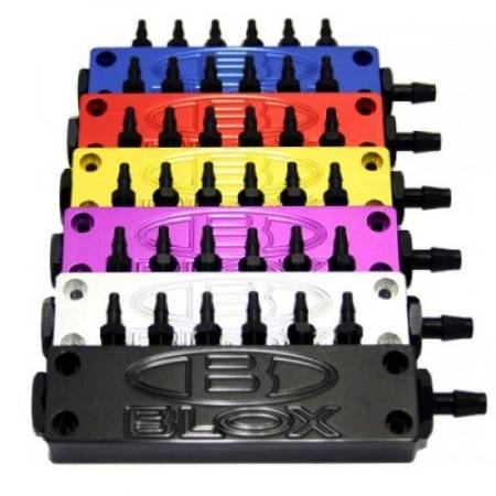 BLOX Racing - BLOX Racing Surface-mount Vacuum Block - 6-Port / Billet Aluminum - Silver
