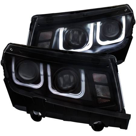 ANZO Headlights, Tail Lights and More  - ANZO 2014-2015 Chevrolet Camaro Projector Headlights w/ U-Bar Black