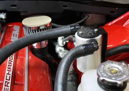 J&L Oil Separator Co - J&L 15-17 Dodge Hellcat 6.2L Hemi Driver Side Oil Separator 3.0 - Clear Anodized