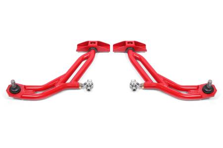 BMR Suspension - BMR 10-14 Ford Mustang Adj. Lower A-Arms Delrin/Rod End w/ 19mm STD. Ball Joint - Red