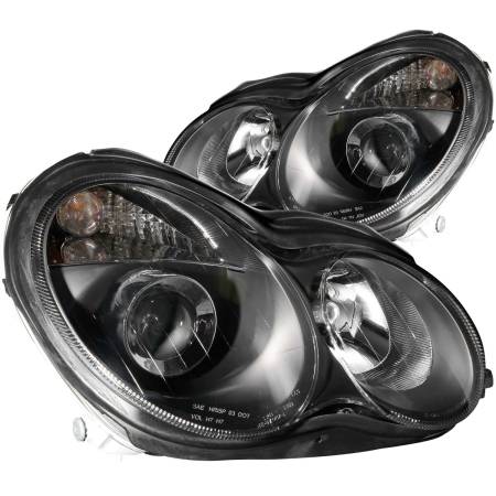 ANZO Headlights, Tail Lights and More  - ANZO 2001-2007 Mercedes Benz C Class W203 Projector Headlights Black