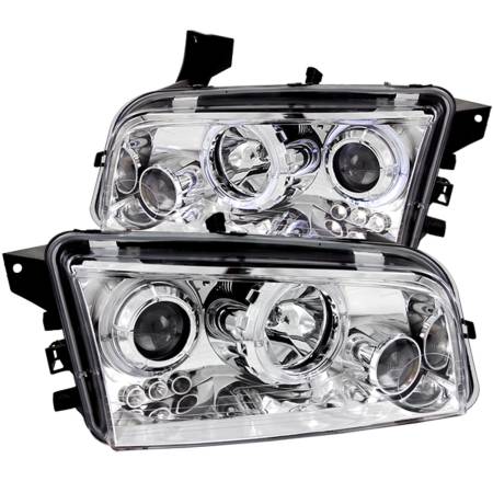 ANZO Headlights, Tail Lights and More  - ANZO 2006-2010 Dodge Charger Projector Headlights w/ Halo Chrome