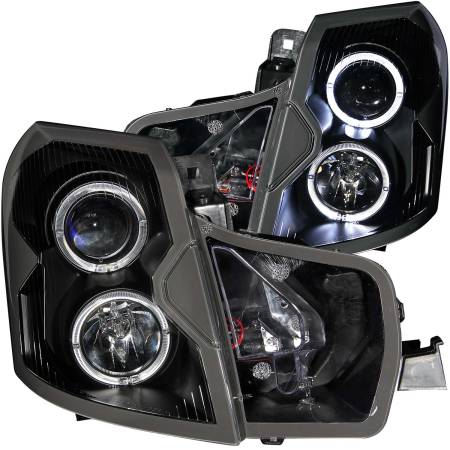 ANZO Headlights, Tail Lights and More  - ANZO 2003-2007 Cadillac Cts Projector Headlights w/ Halo Black