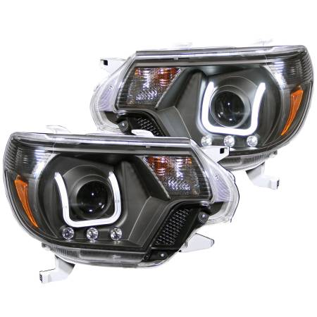 ANZO Headlights, Tail Lights and More  - ANZO 2012-2015 Toyota Tacoma Projector Headlights w/ U-Bar Black