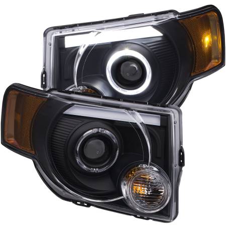 ANZO Headlights, Tail Lights and More  - ANZO 2008-2012 Ford Escape Projector Headlights w/ Halo Black