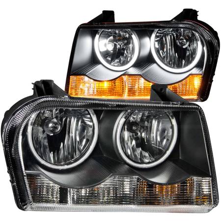 ANZO Headlights, Tail Lights and More  - ANZO 2005-2010 Chrysler 300 Crystal Headlights w/ Halo Black (CCFL)