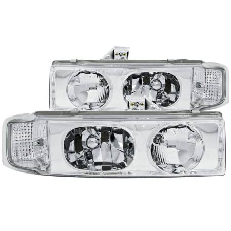 ANZO Headlights, Tail Lights and More  - ANZO 1995-2005 Chevrolet Astro Van Crystal Headlights Chrome 1pc