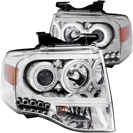 ANZO Headlights, Tail Lights and More  - ANZO 2007-2014 Ford Expedition Projector Headlights Chrome