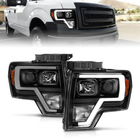 ANZO Headlights, Tail Lights and More  - ANZO 2009-2014 Ford F-150 Projector Light Bar H.L Black Amber