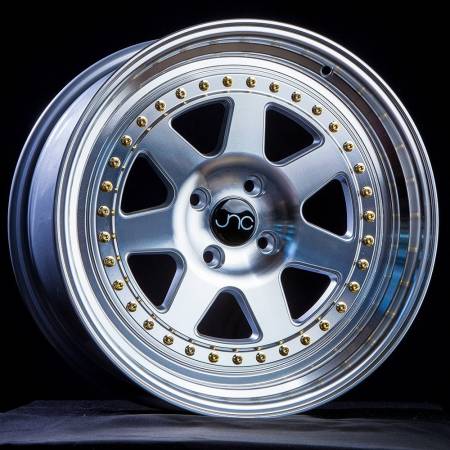 JNC Wheels - JNC Wheels Rim JNC048 SILVER MACHINE FACE GOLD RIVETS 17x9 4x100 ET25