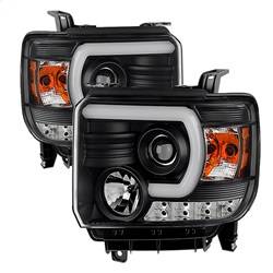 Spyder Auto - Spyder GMC Sierra 14-16 Projector Headlights Light Bar DRL Blk PRO-YD-GS14V2-LBDRL-BK