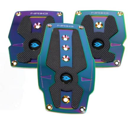 NRG Innovations - NRG Innovations Aluminum Sport Pedal M/T - Neochrome w/Black Rubber Inserts
