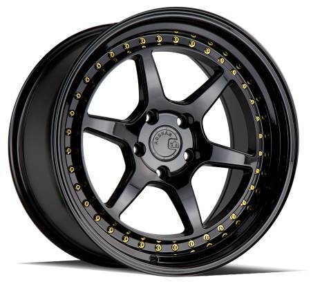 AodHan Wheels - Aodhan Wheels Rim DS09 18x9.5 5x114.3 73.1CB ET15 Gloss Black W /Gold Rivets