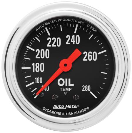 AutoMeter - AutoMeter Traditional Chrome 2-1/16in 140-280 Deg F Mechanical Oil Temp Gauge