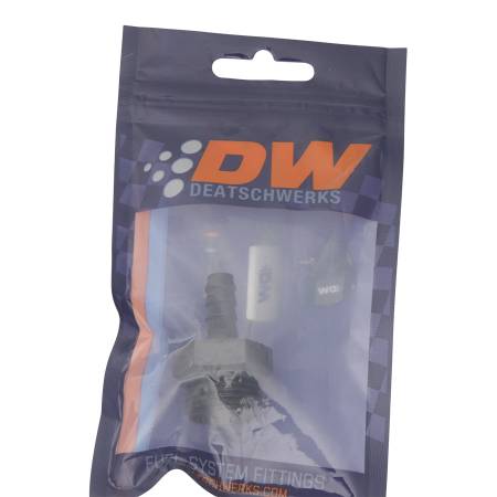 DeatschWerks - DeatschWerks 10AN ORB Male to 5/16in Male Triple Barb Fitting (Incl O-Ring) - Anodized Matte Black