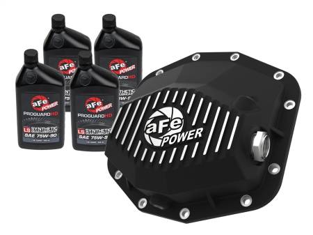 aFe Power (Advanced FLOW Engineering) - aFe 21-22 Ram1500 TRX Hemi V8 6.2L PRO Series Rear Diff Cover Black w/Machined Fins & Gear Oil