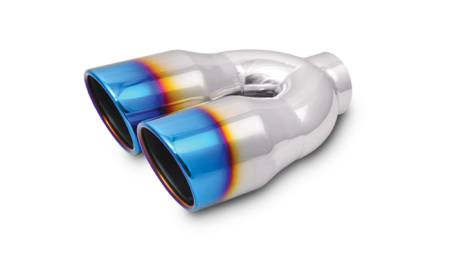 Vibrant Performance - Vibrant Performance 2.5in ID Dual 3.5in OD Round SS Tips (Single Wall Angle Cut) w/Burnt Blue Finish