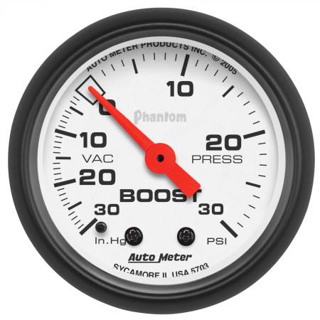 AutoMeter - AutoMeter Phantom 52mm 30 PSI Mechanical Boost Gauge