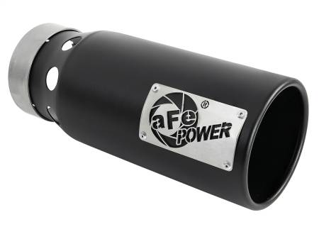 aFe Power (Advanced FLOW Engineering) - aFe SATURN 4S 4in SS Intercooled Exhaust Tip - Black 4in In x 5in Out x 12in L Bolt-On