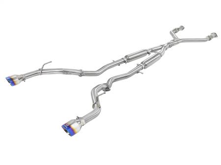 aFe Power (Advanced FLOW Engineering) - aFe Takeda 2.5in 304 SS Cat-Back Exhaust System w/ Blue Flame Tips 16-18 Infiniti Q50 V6-3.0L (tt)