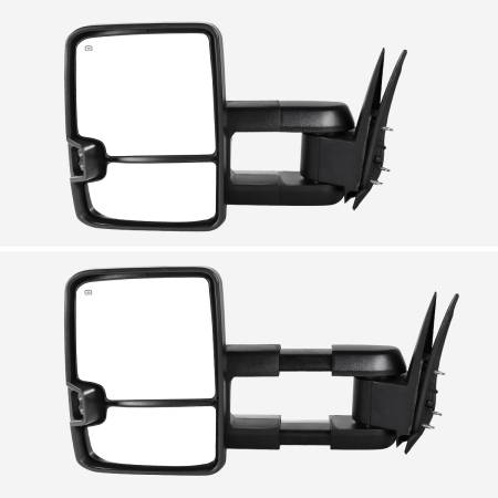 Spec'D Tuning Products - Spec-D 2002-2007 Chevrolet Silverado/ GMC Sierra/Yukon/Yukon XL Power Adjustable, Heated, & Manual Extendable Towing Mirrors w/ Smoke Lens LED Turn Signal & Clearance Lights