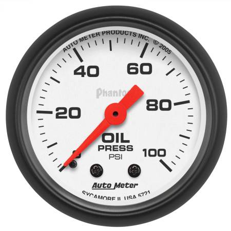 AutoMeter - AutoMeter Phantom 52mm 0-100 PSI Mechanical Oil Pressure Gauge