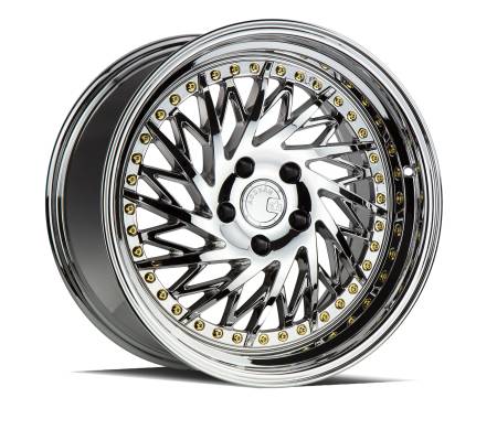 AodHan Wheels - Aodhan Wheels Rim DS03 18x9.5 (Driver Side) 5x100 73.1CB ET35 Vacuum Chrome w/Gold Rivets