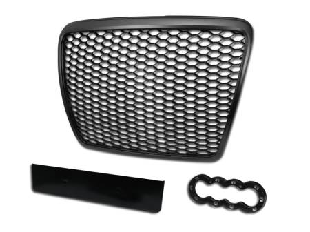I3 Enterprise - I3 08-10 Audi A6 Rs Style Honeycomb Mesh Front Grille W/ Base(Black)