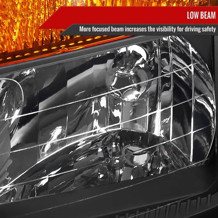 Spec'D Tuning Products - Spec-D 2004-2015 Nissan Titan/ 2004-2007 Armada Factory Style Headlights w/ Amber Reflectors (Matte Black Housing/Clear Lens)