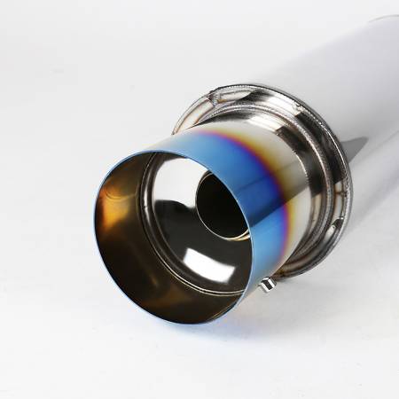 Spec'D Tuning Products - Spec-D Apexi N1 Style 2.5" Inlet Exhaust Muffler - 4" Burnt Blue Titanium Tip