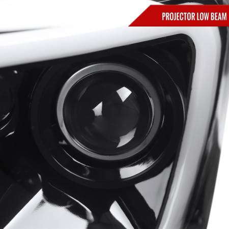 Spec'D Tuning Products - Spec-D 2006-2008 Dodge RAM 1500/ 2006-2009 2500 3500 Switchback LED C-Bar Projector Headlights (Jet Black Housing/Clear Lens)